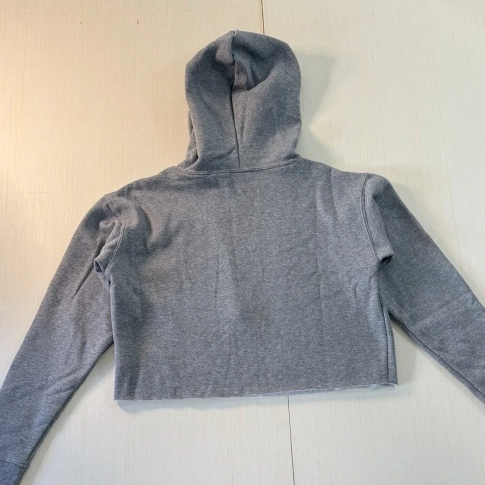 Wild Fable Womens Heather Gray Cropped Hoodie Raw Hem Sweatshirt XS NEW - Picture 4 of 6